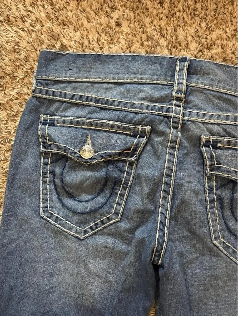 True Religion Geno Relaxed Slim Men's Size 36x33 Blue Jeans W Flap Super T